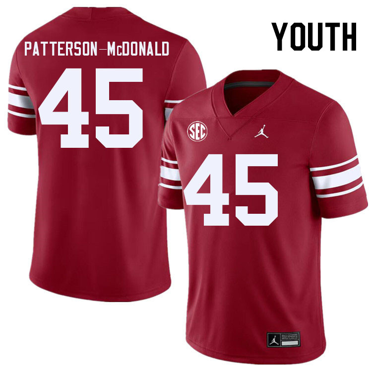 Youth #45 Mykel Patterson-McDonald Oklahoma Sooners 2024 SEC Conference College Football Jerseys-Thr